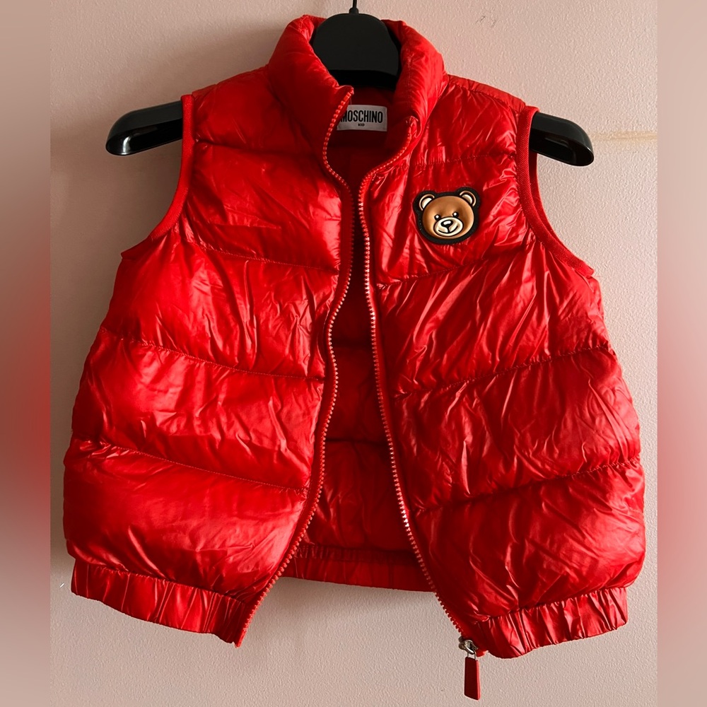 Moschino Kids Logo Puffer Vest Red Size 6